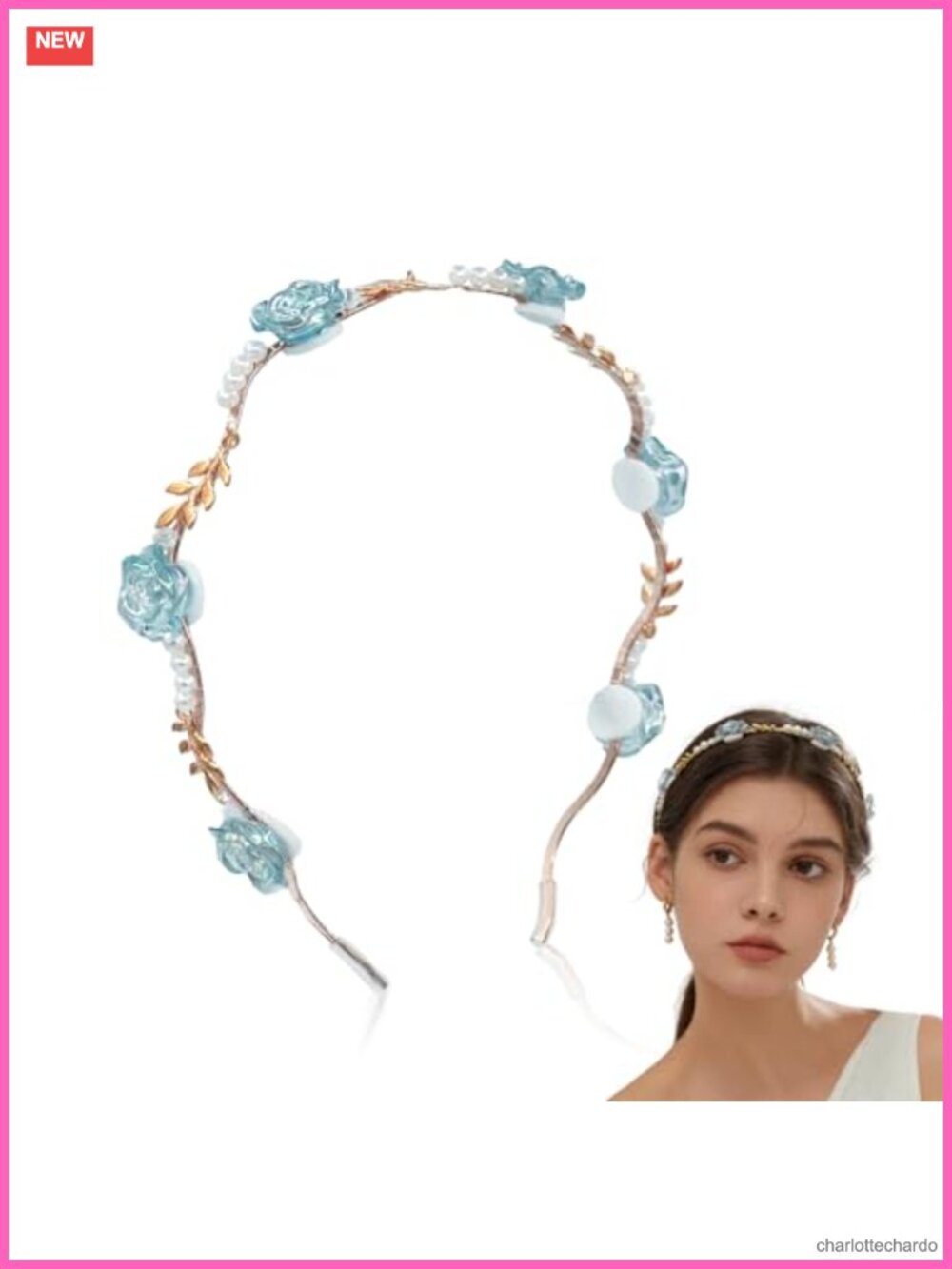 Floral Pearl Headband for Women Bridal Hair Accessory